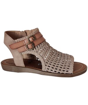 
Dames sandaal van Blowfish. Semi gesloten sandaal met rits. Materiaal: Vegan. Voering: vegan. Kleur: beige. Zool: rubber. Hakhoogte: ca 2 cm.