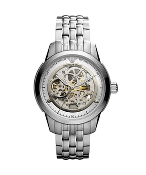 The Emporio Armani AR4626 is a sophisticated men’s skeleton watch with a stainless steel case and bracelet. Its open-work dial showcases the automatic movement inside, reflecting fine craftsmanship. Stylish and unique, it offers a bold statement on the wrist. A standout timepiece that highlights Armani’s blend of modern and classic design.