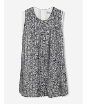 Marc Jacobs project expressive and unorthodox fashion into their beautifully crafted aesthetics. This girls black dress is inspired by utilitarian archives. Engineered in a sleeveless style. It features a pleated design with all-over black jumbled logo print pattern. There is a concealed zip at the back for easy dressing.

Round Neck
100% Polyester
Lining: 100% Viscose
Machine Wash 30*C