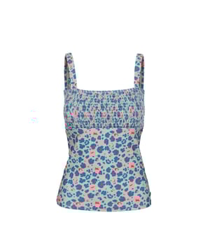 85% Polyester, 15% Elastan. Stoff: Soft Touch. Design: Bedruckt. Verschluss: Überziehbar. Ausschnitt: Quadrat-Ausschnitt. Stofftechnologie: Langlebig. Geraffte Brust. Passform: Figurbetont.