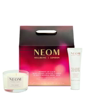 Discover the Neom Wellbeing London Moment Of Calm Gift Set, designed for those seeking tranquility in their busy lives. This luxurious set features a Real Luxury Scented Candle and Multi-Mineral Body Milk, both infused with 100% natural essential oils, including soothing lavender, uplifting jasmine, and calming sandalwood. Perfect for relieving stress, aiding sleep, and boosting your mood, this gift set is an ideal way to indulge in self-care. Neom is a Certified B Corporation, committed to ethical practices and environmental responsibility. Elevate your wellbeing experience today.
