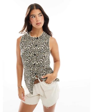 Suits & Separates by ASOS DESIGN We like your style Animal print Round neck Button placket Regular fitSold By: Asos