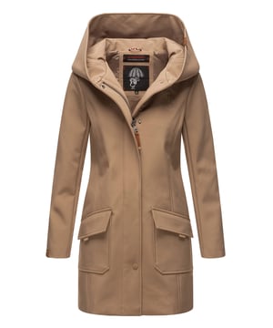 La chaqueta softshell Mayleen de Marikoo combina diseño moderno y funcionalidad. Confeccionada en tejido resistente al agua, protege del viento y la lluvia ligera. El cuello alto y la tapeta adicional con botones ofrecen mayor comodidad. Incluye bolsillos frontales con solapa, bolsillo interior con apertura para cables y detalles de logotipo discretos. Con corte entallado, bordado en la capucha y apliques de piel sintética, esta chaqueta es elegante y práctica – perfecta para el día a día.