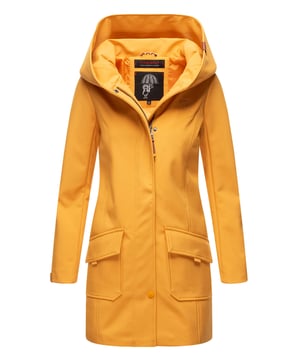 La chaqueta softshell Mayleen de Marikoo combina diseño moderno y funcionalidad. Confeccionada en tejido resistente al agua, protege del viento y la lluvia ligera. El cuello alto y la tapeta adicional con botones ofrecen mayor comodidad. Incluye bolsillos frontales con solapa, bolsillo interior con apertura para cables y detalles de logotipo discretos. Con corte entallado, bordado en la capucha y apliques de piel sintética, esta chaqueta es elegante y práctica – perfecta para el día a día.