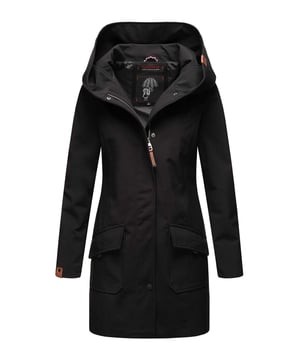 La chaqueta softshell Mayleen de Marikoo combina diseño moderno y funcionalidad. Confeccionada en tejido resistente al agua, protege del viento y la lluvia ligera. El cuello alto y la tapeta adicional con botones ofrecen mayor comodidad. Incluye bolsillos frontales con solapa, bolsillo interior con apertura para cables y detalles de logotipo discretos. Con corte entallado, bordado en la capucha y apliques de piel sintética, esta chaqueta es elegante y práctica – perfecta para el día a día.