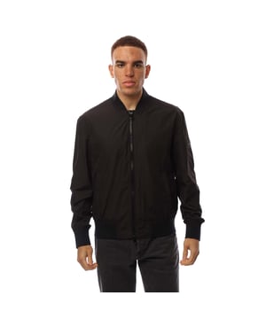 Mens Hugo Boss Coat in black.- Bomber ribbed collar.- Full zip fastening.- Side pockets.- Ribbed cuffs and hem.- Regular fit.- 100% Polyester (Recycled).- Ref: 50540335001