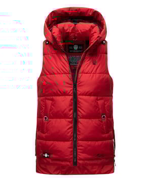 El chaleco acolchado Zarinaa de Marikoo combina estilo y funcionalidad. Con tejido suave, acolchado ligero y colores vivos, es ideal para primavera y otoño. Incluye capucha desmontable con cordón, cuello alto protector, cremalleras laterales largas para mayor libertad de movimiento y varios bolsillos interiores y exteriores. Con corte entallado, detalles de logotipo y dobladillo trasero más largo, es una prenda práctica y elegante para cualquier ocasión.