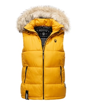 De Eisflöckchen bodywarmer van Marikoo biedt warmte, stijl en functionaliteit. Het zachte materiaal en de warme voering maken hem geschikt voor lente, herfst en winter. Uitgerust met een afneembare capuchon met grote imitatiebontkraag, fleecegevoerde zakken, een binnenzak met rits en een extra netvak. De hoge kraag beschermt tegen wind, terwijl de licht getailleerde pasvorm en logodetails zorgen voor een modieuze look. Een veelzijdige must-have voor elk seizoen.