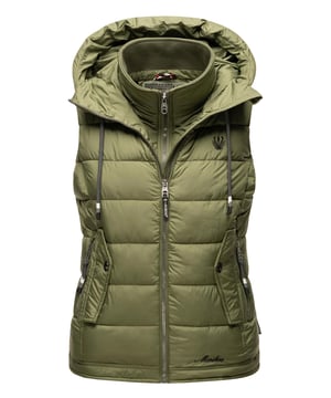 El chaleco acolchado Taisaa de Marikoo destaca por su diseño moderno y detalles prácticos. Confeccionado en tejido suave, con acolchado ligero y forro interior polar completo, es ideal para primavera y otoño. Incluye capucha con cordón, cuello doble, varios bolsillos interiores y exteriores y cremalleras resistentes. Un detalle especial para amantes de los animales: un bolsillo integrado para snacks en el interior. Con corte entallado y acabados de calidad, es funcional y elegante a la vez.