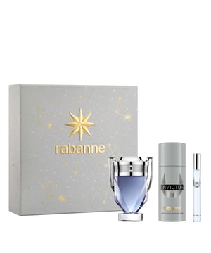 Experience the essence of triumph with the Rabanne Invictus Eau de Toilette Gift Set. This luxurious set features the captivating Invictus fragrance, combining invigorating notes of fresh grapefruit, marine accord, and rich guaiac wood. The result is a unique blend of freshness and warmth that embodies strength and confidence. Housed in a striking trophy-inspired bottle designed by Cédric Ragot, this gift set includes a 100ml Eau de Toilette, a 10ml travel spray, and a 150ml deodorant. Perfect for the modern man who appreciates bold scents.