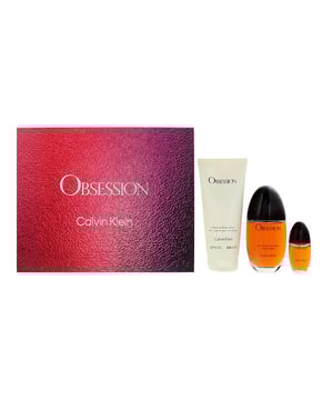 Calvin Klein Obsession For Women with this luxurious 3-piece gift set. Featuring a full-sized 100ml Eau de Parfum, a nourishing 200ml body lotion, and a travel-friendly 15ml Eau de Parfum, this set captures the essence of passion, warmth, and mystery.

Obsession is a classic oriental fragrance that blends rich, warm spices with lush florals and deep woody undertones, creating a captivating and unforgettable scent. Perfect for evening wear or whenever you want to leave a lasting impression.

Top Notes: Bergamot, Mandarin Orange, Spices
Heart Notes: Jasmine, Orange Blossom, Lily
Base Notes: Amber, Musk, Vanilla, Sandalwood

How to Apply

Eau de Parfum: Spray onto pulse points such as wrists, neck, and behind ears for lasting fragrance.

Body Lotion: Apply generously over the body to hydrate skin and enhance scent longevity.

Reapply the Eau de Parfum as desired throughout the day or evening for a refreshed aroma.