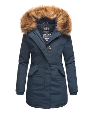 Der Marikoo Damen Winter Parka überzeugt mit zeitlosem Design, warmem Futter und hochwertiger Verarbeitung. Das weiche Obermaterial, die gefütterte Kapuze und der große Kunstfellkragen (über Druckknöpfe abnehmbar) machen ihn zum idealen Begleiter für die kalte Jahreszeit. Praktische Details wie zwei Außentaschen mit Fleecefutter, eine Innentasche mit Kopfhörerausgang sowie breite Verschlussleiste mit Windstopp sorgen für Komfort und Funktion. Mit leicht taillierter Passform, Rippbündchen und eleganten Knopfdetails ist der Parka sowohl stylisch als auch angenehm zu tragen.
Material: Oberstoff 65% Polyester, 35% Baumwolle; Futter/Wattierung 100% Polyester; Kunstfell 100% Polyacryl.