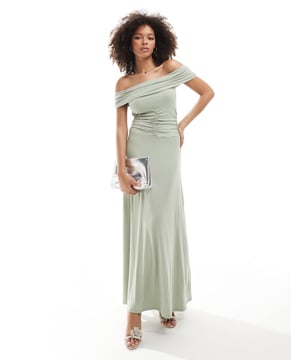 Dresses by ASOS DESIGN For your weekend mood board Ruched design Bardot neck Fold-over top Sleeveless style Regular fitSold By: Asos
