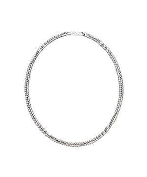 55 cm lange roestvrijstalen ketting met antieke stalen afwerking. Gepersonaliseerd logolabel.