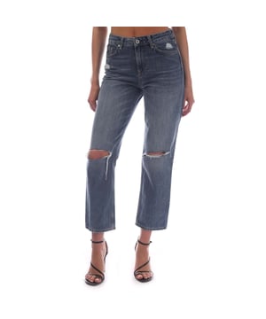 Gant Camie Relaxed Fit Cropped Ripped Jeans voor dames in blauw.- Rits- en knoopsluiting.- 5 zakken.- Gant logopatch achter op de tailleband.- Lage, rechte pijpen.- 100% katoen.- Ref: 4100159972