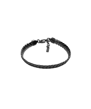 20+4 cm zwarte roestvrijstalen armband met glanzende en matte afwerking. Gepersonaliseerd logolabel.