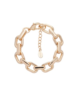 Armband van 18,5+4 cm verguld geelgoud. Gepersonaliseerd met logolabel.
