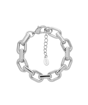 18,5+4 cm rhodium-geplateerde metalen schakelarmband. Gepersonaliseerd met logolabel.
