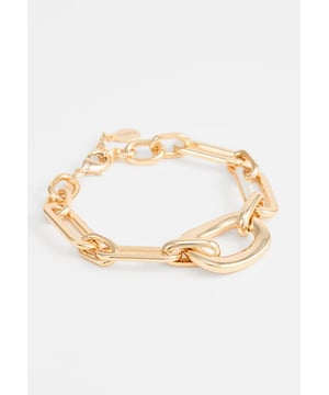 Armband van 20 cm + 2 cm vergulde metalen schakelketting. Gepersonaliseerd logolabel.