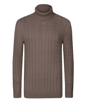 Der Felix Hardy Cable Knit Turtleneck Pullover für Herren bietet eine raffinierte Mischung aus klassischem Design und modernem Komfort. Mit seiner kultigen Zopfstrickstruktur und dem hohen Rollkragen bietet dieses Stück sowohl Wärme als auch einen ausgefeilten Look. Die gerippten Abschlüsse an den Ärmeln und am Saum sorgen für eine bequeme, strukturierte Passform, während die schlichte Silhouette sowohl für legere als auch für raffinierte Anlässe geeignet ist. Dieser zeitlose Pullover ist ein unverzichtbarer Bestandteil der Garderobe und bringt mühelose Eleganz in die kalten Jahreszeiten.