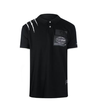 The Plein Sport Scratched Shoulder Black Polo Shirt combines sporty style with exceptional comfort. Crafted from a premium blend of 95% cotton and 5% elastane, it offers a soft, breathable feel with just the right amount of stretch for an easy, flexible fit. The distinctive scratched shoulder design adds an edgy, contemporary look that stands out in any casual or sporty wardrobe. Perfect for those who want a versatile polo that delivers both performance and standout style, this shirt pairs effortlessly with jeans or shorts for a polished yet relaxed appearance. Elevate your everyday wear with this unique and comfortable polo