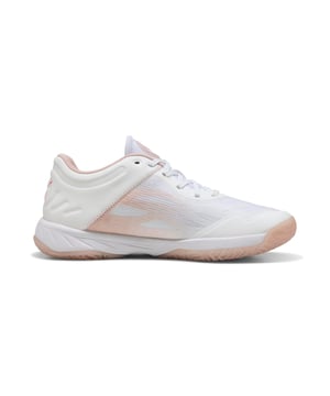 Womens Puma Accelerate Turbo Handball Shoes in Puma white - glowing red - rose quartz - alpine snowOn court speed is king. The Accelerate Turbo W will take your performance to the next level and is designed for the fast on court players in Handball  Floorball  Volleyball and Netball.- MADE FOR HER: W+ fit specifically engineered to meet the anatomical requirements of female athletes- PUMAGRIP: Durable performance rubber compound designed for all-surface traction- PROFOAM: Lightweight EVA designed to cushion your landing and propel your next step- Lace closure- Toe overlay builds enhanced forefoot lockdown- Moulded sockliner with integrated arch support for excellent comfort and additional cushioning- PUMA branding details- Regular width- Synthetic and textile upper  Textile lining  Synthetic sole.- Ref: 108300-01