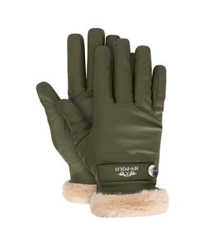 
Modieuze handschoen met zacht en warm kunstbont bij de pols. Met metalen HV Polo munt bij het bandje. Shell: 50% polyester, 50% polyurethane
Lining: 100% polyester fleece