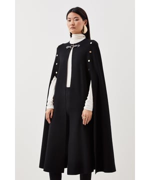 Viscose Blend Military Knit Longline Cape