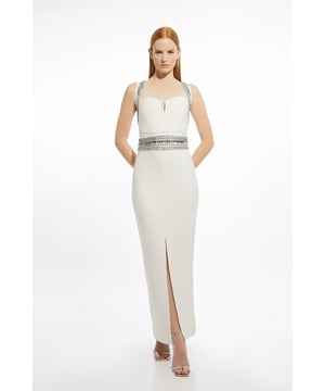 Bandage Figure Form Knit Embellished Maxi Dress