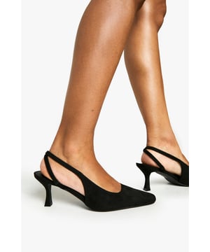 Elegant pointed toe design with sophisticated slingback strap
        Low stiletto heel measuring between 2.5-4.5cm for comfortable all-day wear
        Sleek silhouette with minimalist styling for versatile pairing options
        Elastic slingback strap ensures secure fit while maintaining ease of wear
        Sculpted heel shape adds a contemporary twist to a classic court shoe
    
    These Low Stiletto Slingback Court Shoes from Boohoo strike the perfect balance between style and practicality. The pointed toe and refined low heel create an elegant profile that transitions effortlessly from day to evening occasions. Style them with tailored trousers and a crisp blouse for the office, or pair with your favourite jeans and a statement top for casual gatherings. The slingback design offers both security and breathability, making these an ideal choice for long days when comfort cannot be compromised. Their understated aesthetic makes them a wardrobe essential that works across seasons, complementing both structured workwear and relaxed weekend attire. Perfect for family gatherings, brunches, or casual events where you want to add a touch of sophistication without sacrificing comfort.