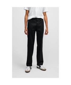 Zip fly and button fastening.Side pockets.Belt loops.Straight fit.
