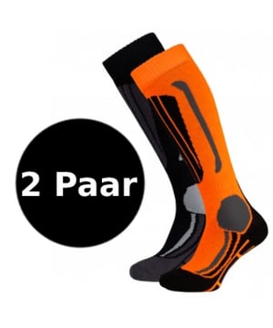 
Falcon Victor skisokken 

 Set van twee paar skisokken van hoogwaardige kwaliteit met hoog draagcomfort en ergonomische pasvorm. Deze ski sokken bieden verlichting op de juiste punten waar veel druk op komt. Kleuren: zwart en oranje. Ski/snowboard sokken van het merk Falcon.