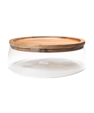 
QUVIO Glazen opbergbakje met houten deksel Deze grote glazen opbergdoos met een diameter van 23 cm en een hoogte van 8 centimeter helpt je om producten op de salontafel in stijl te organiseren! Gemaakt van glas en afgewerkt in een deksel van hout, is deze woonaccessoire perfect voor je kast, woonkamer of waar dan ook waar het zichtbaar is. Het heeft een afneembaar deksel dat voorkomt dat stof zich op je items verzamelt en het ook gemakkelijk maakt om met andere opbergdozen te stapelen.   Belangrijkste kenmerken Essentieel voor elk huis en is perfect om accessoires op te bergen  Veilig, milieuvriendelijk en het is bestand tegen kou en warmte  Afmeting: diameter van 23 cm en een hoogte van 8 cm Materiaal: Glas, acacia hout  Essentieel voor elk huis en is perfect voor een salontafel opruimen Deze essentiële opbergdoos is handig voor elk huis en is perfect om accessoires in de slaapkamer op te bergen of de gangkast op te bergen. Het is gemaakt van glas en biedt een ingetogen, strak silhouet en een neutrale, solide tint, dus het past goed in zowel klassieke als moderne ruimtes.   De doos is veilig, milieuvriendelijk en het is bestand tegen kou en warmte Deze doos is veilig, milieuvriendelijk en het is bestand tegen kou en warmte. Door het heldere glas kun je de inhoud gemakkelijk zien na het opbergen, terwijl het afneembare deksel de toegang vereenvoudigt. Verwijder het deksel van acacia hout en deze opbergdoos verandert in een geweldig hulpmiddel voor het organiseren van kasten.Materiaal: HoutKleur: BruinAfmetingen: Hoogte: 8CM x breedte: CM x Lengte: CM