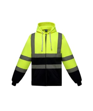 
Materiaal: 100% polyester. Stof: Gebreid, Single Jersey, Zacht aanvoelend. Ontwerp: Reflecterend detail. 280gsm. Stof Technologie: Anti-Pilling, DWR Finish, High-Vis. Voldoet aan de veiligheidsnorm: EN ISO 20471:2013 + A1:2016 Klasse 3. Drop Shoulder, Tweelingnaalds Stiksel. Manchet: Gemonteerd, geribbeld. Halslijn: Kapitein. Mouwtype: Met lange mouwen. Eigenschappen capuchon: Verstelbaar, Contrastkoord, Op de capuchon gegroeid. Geschikt: Regelmatig. Zakken: 2 Handwarmerzakken. Bevestiging: Volledige ritssluiting. Hem: Uitgerust, geribbeld. Duurzaamheid: Oeko-Tex Standaard 100 gecertificeerd, REACH, Sedex.