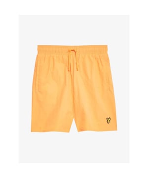 
De Lyle and Scott Junior Zwembroek in de kleur Kinetic Orange heeft een elastische tailleband, aantrekkoorden, steekzakken en het gele vogeltjes logo op het been.