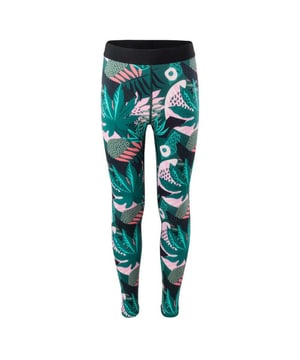 
80% Polyester, 20% Spandex. Ontwerp: All-over Print, Jungle Print, Bladeren, Gevlekt. Contrasterende tailleband. Waistline: Elastiek.