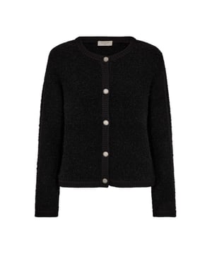
<p>Vest van Freequent in een zachte, gebreide kwaliteit.  Het vest heeft een vlotte pasvorm met lange mouwen, een ronde hals, gehaakte details en elegante knoopjes  aan de voorkant voor een elegante look.</p>
<ul>
<li>Materiaal:50% polyester (gerecycled) 20% acryl 18% polyamide 10% wol 2% elastaan</li>
<li>Valt op de maat.</li>
<li>Waasvoorschrift: Wassen op wolprogramma<br>
Niet in de droger</li>
</ul>