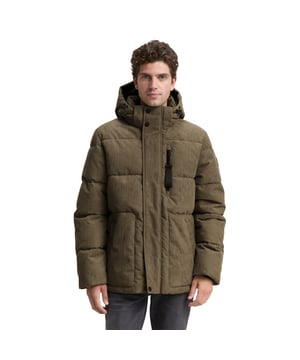 
cord puffer jacket with hood