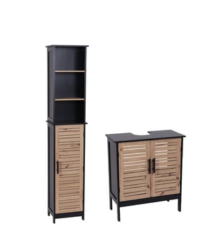 
Ben je op zoek naar een moderne badkamerset, dan is dit waarschijnlijk wat je zoekt. Deze hoge badkamerkast biedt een lekker veel opslagruimte voor uw handdoeken, douche en toilet artikelen, schoonmaakproducten en allerlei andere producten die je in de badkamer allemaal kwijt wilt. Met zijn afmeting van 26x35x173 cm is hij hoog en lekker ruim en kun je er veel in kwijt. Deze hoge staande kast is onderdeel van een complete badkamerserie, serie Bergen.Daarbij zit ook een bijpassende wastafelkast waar je ook nog eens netjes je badkamerspullen in kunt opbergen. 70 cm hoog, wat de standaard hoogte is passend bij hangende wastafels.Het voordeel van dit model is dat het een iets bredere maar minder diepe kast is in combinatie met open planken waar je allerlei producten voor het grijpen hebt. Extra handig dus als je weinig ruimte hebt. Als je boven op de kast ook mee rekent heb je dus 6 legplanken. Het is fijn dat de onderste helft voorzien is van een deur, zodat je alle flesjes en potjes achter een gesloten deurtje kunnen en het een minder rommelige uitstraling geeft.Kenmerken kolomkast:Materiaal: MDFAfmetingen: 26x35x173 cmVoorzien van 1 deurOnderhoudsvriendelijkPraktische draaideurKleur: Zwart/BruinOnderdeel van badkamerserie BergenKenmerken wastafelonderkast Bergen:Materiaal: Gelakt MDFKeluren: Zwart met BruinAfmetingen: 30x60x70 cmUitsparing voor afvoerpijp van de wastafel2 deurtjes2 legplankenOnderdeel uit de complete badkamerserie BergenWordt ongemonteerd afgeleverd inclusief montage handleiding Dit kastje in korte tijd gemonteerdU ontvangt:hoge kast kast en wastafelonderkast uit de serie Bergenmontagemateriaalmontage-instructies - Afmeting: XL - Kleur: Zwart - Materiaal: MDF