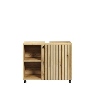 
Produktmerkmale: Zeitloser Stil. Waschbeckenschrank mit Rollen, 1 Tür, 2 Nischen und 2 Einlegeböden. Hergestellt aus melaminbeschichteten Spanplatten und MDF. Metallgriff. Zerlegt geliefert, ohne Dekoration. Produktabmessungen: Länge 80 cm x Höhe 64 cm x Tiefe 42 cm - Nettogewicht: 20,81 kg. Paketabmessungen:Paket Nr. 1: Länge 94 cm x Höhe 54 cm x Tiefe 13 cm - Bruttogewicht: 22,8 kg.  Merk: CaliCosy Kleur: Wooden Effect