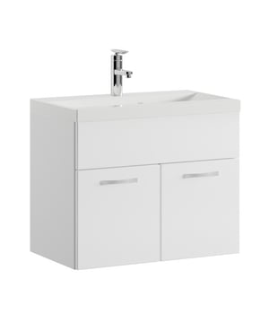 
Badkamermeubel set Montreal inclusief wastafel. Deze set geeft iedere badkamer, groot of klein, extra bergruimte en een moderne en luxe uitstraling. Vanwege zijn strakke afwerking is het meubel gemakkelijk schoon te maken. De set is uitgevoerd in wit met hoogglans fronten en is gemakkelijk te monteren. De kast is gemaakt van spaanplaat en de wastafel van kunstmarmer.Afmetingen (b x d x h)Onderkast met wastafel: 60 x 35 x 51 cmKenmerken- De wastafelkast is uitgevoerd met twee deuren- Het badkamermeubel is aan de muurzijde volledig open voor het aansluiten van de afvoer- De onderkant is volledig gesloten- Geen afvoerplug, sifon, spiegel of kraan inbegrepen- Inclusief overloop set- Zonder soft close sluitingVerpakking en montageHet badkamermeubel Montreal 01 is verpakt in 1 doos. Bevestigingsmateriaal voor het ophangen van de set is inbegrepen, evenals Merk: Badplaats Kleur: Wit