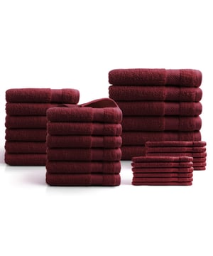 
Met dit 30 delige set Hotel Collectie geweven van 100% hoogwaardige katoen, bereik je dat luxe wellness-gevoel en geniet je van jouw kleur naar keuze!De doeken hebben een hoge absorptie hierdoor kunnen ze vocht makkelijk en snel opnemen. De doeken zijn voorzien van handige ophanglus, waardoor deze gemakkelijk aan een haakje op te hangen zijn.KleurenDe hotel serie zijn verkrijgbaar in de kleuren; antraciet, wit, licht grijs, zwart, denim aqua, roze, taupe, oker geel, klassiek blauw, bordeauxMaterialen Deze handdoeken zijn gemaakt van hoogwaardige kwaliteit katoen (100%) en hebben een dikte van 500 gram per vierkante meter.WasvoorschriftenDe handdoeken kunnen gewassen worden tot 60 °C . De handdoeken moeten drogen op een lage temperatuur.Product specificaties:100% katoenWassen tot 60 gradenGram per vierkante meter: 500 g/m2Compleet 30 delig set bestaat uit: 6 badlakens, 12 handdoeken en 12 washandjesFormaat 6x 70x140cm, 12x 50x100 cm, 12x 16x21cmDrogen in de droger mits op een lage temperatuurBSCI - gecertificeerdOekotex - gecertificeerd - Afmeting: Set in diverse maten - Kleur: Bordeaux - Materiaal: Katoen