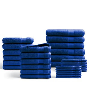 
Met dit 30 delige set Hotel Collectie geweven van 100% hoogwaardige katoen, bereik je dat luxe wellness-gevoel en geniet je van jouw kleur naar keuze!De doeken hebben een hoge absorptie hierdoor kunnen ze vocht makkelijk en snel opnemen. De doeken zijn voorzien van handige ophanglus, waardoor deze gemakkelijk aan een haakje op te hangen zijn.KleurenDe hotel serie zijn verkrijgbaar in de kleuren; antraciet, wit, licht grijs, zwart, turquoise aqua, roze, taupe, oker geel, klassiek blauw, lente groenMaterialen Deze handdoeken zijn gemaakt van hoogwaardige kwaliteit katoen (100%) en hebben een dikte van 500 gram per vierkante meter.WasvoorschriftenDe handdoeken kunnen gewassen worden tot 60 °C . De handdoeken moeten drogen op een lage temperatuur.Product specificaties:100% katoenWassen tot 60 gradenGram per vierkante meter: 500 g/m2Compleet 30 delig set bestaat uit: 6 badlakens, 12 handdoeken en 12 washandjesFormaat 6x 70x140cm, 12x 50x100 cm, 12x 16x21cmDrogen in de droger mits op een lage temperatuurBSCI - gecertificeerdOekotex - gecertificeerd - Afmeting: Set in diverse maten - Kleur: Klassiek Blauw - Materiaal: Katoen