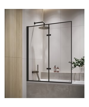
Badwand Medal zwart is een draaibaar badscherm vervaardigd uit veiligheidsglas. De wand wordt geleverd met profielen en strips. De badwand is gemakkelijk te installeren en al het benodigde montagemateriaal hiervoor is inbegrepen.De wand kan direct op de badrand geplaatst worden. Vanwege de scharnierpunten in het midden van de badwand en het draaibare profiel wat tegen de muur geplaatst wordt, kan de volledige wand worden weggedraaid of worden ingeklapt.Badwand Medal is behandeld met een nano coating, wat ervoor zorgt dat kalk en zeepresten zich minder makkelijk hechten aan het glas. Tussen de twee delen bevinden zich rubberen strips om het geheel waterdicht af te sluiten.Kenmerken- Badwand inclusief profielen en strips- Gemakkelijk te monteren op iedere badrand- Inclusief draaibaar muurprofiel en scharnierpunten in het midden van de wand waardoor de badwand draaibaar is- In spiegelbeeld te plaatsen- Merk: Badplaats Kleur: Zwart profiel, Transparant glas