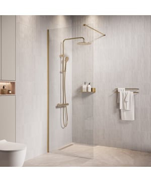
Douchewand Florida goud is een inloopdouche gemaakt van 8 mm dik veiligheidsglas. De douchewand wordt compleet geleverd met profielen, strips en stabilisatiestang. Douchewand Florida is gemakkelijk te installeren en het benodigde montagemateriaal hiervoor is inbegrepen.De wand kan direct op een douchebak of koud op de vloer worden geplaatst. De meegeleverde stabilisatiestang is 100cm lang en kan worden ingekort.AfmetingenDouchewand: 60 x 200 cmStabilisatiestang: 100 cm (is in te korten)Kenmerken- Gemaakt van veiligheidsglas- Behandeld met nano coating- Douchewand inclusief profielen en strips- Gemakkelijk te monteren op zowel de vloer als douchebak- In spiegelbeeld te plaatsen- Inclusief stabilisatiestang- Montagemateriaal is inbegrepenMontage en verpakkingDouchewand Florida zit verpakt in één doos inclusief alle profielen en Merk: Badplaats Kleur: Goud profiel, Transparant glas