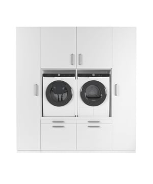 
Ben je op zoek naar een wasmachine kast die praktisch is én je wasruimte een strakke, georganiseerde uitstraling geeft? Met ons modulaire systeem stel je eenvoudig jouw ideale opstelling samen – perfect afgestemd op jouw ruimte en wensen.   De kernmodule – de kast waar de wasmachine en droger in komen – is gemaakt van water- en vochtbestendig multiplex. Deze stevige basis garandeert veiligheid en stabiliteit, zelfs bij intensief gebruik. De bijbehorende zij- en bovenkasten zijn vervaardigd uit hoogwaardig MDF, wat zorgt voor een luxe uitstraling en langdurige kwaliteit.   Draagvermogen van 400 kg – veilig voor zware machines Kiepzekering – voorkomt verschuiven of uitvallen Ventilatierooster – voorkomt oververhitting Modulair systeem – stel jouw ideale opstelling samen 10 cm leidingruimte – strak tegen de muur te plaatsen Uitschuifbaar plateau en opberglade – extra praktisch Verstelbare stalen pootjes – stabiel op elke vloer Ergonomische werkhoogte (65 cm) – geen gebuk meer Trillingsabsorberend en geluidsdempend ontwerp   De wasmachinekast is uitgerust met een ventilatierooster dat de warmte van draaiende machines veilig afvoert. Dankzij het extra sterke frame heeft de kast een draagvermogen van maar liefst 400 kg – ruim voldoende voor een wasmachine én droger. Daarnaast voorkomt een ingebouwde kiepzekering dat apparaten kunnen verschuiven of uit de kast vallen.   Deze wasmachine meubel is volledig modulair. Je kunt meerdere onderdelen eenvoudig koppelen: van extra opberglades en bovenkasten tot werkbladen en zijmodules. Hierdoor creëer je precies de opstelling die jij nodig hebt. Alle modules zijn naadloos met elkaar te verbinden, wat zorgt voor een strak geheel.   Achter de kast is 10 cm ruimte voorzien om leidingen netjes weg te werken. Dankzij de verstelbare stalen pootjes is elke kast stabiel af te stellen, zelfs op ongelijke vloeren. De kernkast is voorzien van een uitschuifbaar plateau en een ruime opberglade, zodat je altijd extra werkruimte en opslag hebt.   De kast wasmachine droger plaatst jouw apparaten op een hoogte van 65 cm – de meest ideale werkhoogte volgens experts. Dit voorkomt bukken en maakt het in- en uitladen van wasgoed veel comfortabeler. Daarnaast is het ontwerp geluidsdempend en trillingsabsorberend, wat bijdraagt aan een stillere wasbeurt.Materiaal: MultiplexKleur: WitAfmetingen: 2200*700*2350 (L*B*H)