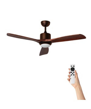 Plafondventilator Kaja met Verlichting - Ø132cm – 6 Snelheden - Afstandsbediening - Donker Hout Upgrade uw leefruimte met de Kaja plafondventilator: een perfecte combinatie van natuurlijke elegantie en geavanceerde functionaliteit. Met een indrukwekkende diameter van Ø132cm biedt deze ventilator krachtige luchtcirculatie en een stijlvolle toevoeging aan uw interieur.  Belangrijkste Kenmerken: Extreem Stille DC-Motor: De Kaja plafondventilator is uitgerust met een DC-motor die zorgt voor een stille werking zonder wiebelingen. Dankzij de geavanceerde DC-technologie is het geluidsniveau tot 50% lager dan bij traditionele AC-motoren, waardoor deze ventilator ideaal is voor rust-, studie- en werkkamers. Energiezuinig: DC-motoren verbruiken tot 70% minder energie dan AC-motoren, wat resulteert in aanzienlijke besparingen op uw elektriciteitsrekening. Snelle Reactietijd: De DC-motor start sneller, verandert sneller van snelheid en stopt sneller dan AC-motoren. Bovendien biedt de Kaja plafondventilator 6 snelheidsstanden, in tegenstelling tot de gebruikelijke 3 of 4 snelheden bij AC-motoren. Handige Afstandsbediening: Met de meegeleverde afstandsbediening kunt u eenvoudig alle functies van de ventilator bedienen, waaronder: Aan en uit Selectie van kleurtemperatuur (Warm-Neutraal-Koud) voor modellen met licht Dimregeling voor modellen met licht 6 snelheden Timer 1/2/4/8 uur Zomer/Winterfunctie Air Dual-Technologie: Dankzij het Reverse-systeem biedt de ventilator twee bedrijfsmodi (zomer/winter). In de zomer zorgt het voor een verfrissende luchtcirculatie, terwijl het in de winter de warme lucht van de verwarming gelijkmatig door de kamer verspreidt. Dit verbetert de thermische sensatie, optimaliseert de werking van de verwarming en draagt bij aan energiebesparing. Ingebouwde Verlichting: De Kaja plafondventilator kan worden uitgerust met geïntegreerde LED CCT-verlichting, waarmee u de kleurtemperatuur kunt aanpassen (warm, neutraal, koud licht) en verschillende sferen kunt creëren naar uw behoeften.  Afmetingen: Maximale afstand tot het plafond: 48 cm Geschikt voor ruimtes van meer dan 20 m²  Wat is CCT (Correlated Color Temperature)? CCT staat voor correlated color temperature en betekent dat u de kleurtemperatuur kunt veranderen. Gedefinieerd in graden Kelvin, varieert de perceptie van de kleur van een witte LED voor het menselijk oog in drie kleurtypes: Warm licht (2700-3500K) Neutraal licht (4000-4500K) Koud licht (5000-6500K) CCT-waarden geven niets weer over de kleurweergavecapaciteit van de LED. Met de Stille Plafondventilator Kaja haalt u niet alleen een verkoelende oplossing in huis, maar ook een stijlvolle en praktische toevoeging aan uw interieur. Bestel hem vandaag nog en geniet van de perfecte mix van comfort, stijl en energiebesparing! Voeding: Netstroom Aantal standen: 6 snelheden Bediening: Afstandsbediening Merk: Ventiluxe Materiaal: Hout Kleur: Bruin Afmetingen: Ø132cm EAN: 8720942999256