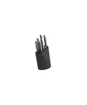 
<h3>BergHOFF Dina Messenblok 8-delig</h3>
<ul>
<li>Ergonomisch handvat voor een veilige en comfortabele grip</li>
<li>Uitgebalanceerd voor extra controle</li>
<li>Stijlvolle houten messenblok</li>
<li>Perfect voor zowel professioneel als huishoudelijk gebruik</li>
<li>Veelzijdige set</li>
</ul>
<p><strong>Uitgebreide omschrijving</strong></p>
<p>Maak kennis met het BergHOFF Dina Messenblok: een 8-delige set die design, functionaliteit en veelzijdigheid in uw keuken brengt. Deze zorgvuldig samengestelde collectie biedt alles wat u nodig heeft om te snijden, hakken en fileren met professionele precisie en gemak.</p>
<p>Elk mes in deze set is ontworpen met een ergonomisch handvat, dat zorgt voor een veilige en comfortabele grip tijdens het bereiden van uw maaltijden. Deze handvatten verminderen vermoeidheid in de hand en zorgen voor maximale controle, zelfs tijdens langdurig gebruik of bij het uitvoeren van de meest delicate snijtaken.</p>
<p>De messen zijn perfect uitgebalanceerd, waardoor u extra controle krijgt over elke snede. Deze balans tussen het handvat en het lemmet zorgt voor een moeiteloze en precieze snijervaring, ongeacht het voedsel dat u bereidt. Of u nu dunne plakjes tomaat snijdt of door een dik stuk vlees heen gaat, met de Dina set doet u het met vertrouwen en gemak.</p>
<p>Centraal in deze set staat het stijlvolle houten messenblok, dat niet alleen een veilige en hygiënische opbergplaats biedt voor uw messen, maar ook een elegante toevoeging is aan uw keukendecor. Het blok is ontworpen om naadloos te integreren in zowel moderne als traditionele keukens, en houdt uw messen altijd binnen handbereik.</p>
<p>De BergHOFF Dina Messenblok set is perfect voor zowel professioneel gebruik in restaurants als voor dagelijks gebruik thuis. Met messen variërend van een veelzijdig koksmes tot een nauwkeurig schilmesje, biedt deze set de veelzijdigheid die nodig is om elke kookuitdaging aan te gaan. Bereid ingrediënten met precisie voor, snijd brood zonder te kruimelen, en fileer vis als een chef-kok, allemaal met één complete set.</p>
<p>Of u nu een ervaren chef-kok bent of een enthousiaste thuiskok, de BergHOFF Dina Messenblok 8-delige set zal uw culinaire vaardigheden naar een hoger niveau tillen. Investeer in deze set en ervaar het plezier en de precisie van koken met topkwaliteit messen, elke dag weer.</p>