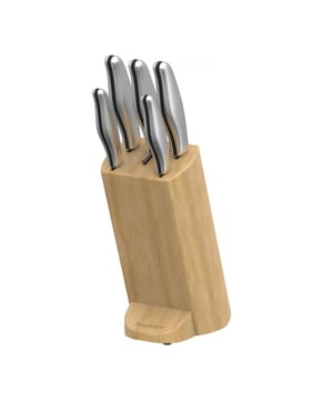 
<h2>BergHOFF Messenblok 6-delig - Entity</h2>
<div class="unique">
<ul>
<li>Ergonomisch handvat voor een veilige en comfortabele grip</li>
<li>Veelzijdige set met een mes voor elke snijtaak</li>
<li>Handgeslepen lemmet</li>
<li>Stijlvolle houten messenblok</li>
<li>Antislip aan de onderkant voor extra stabiliteit</li>
</ul>
</div>
<p><strong>Uitgebreide omschrijving</strong></p>
<p><strong>BergHOFF Messenblok 6-delig - Entity: Precisie en Elegantie in Uw Keuken</strong></p>
<p>Maak kennis met de BergHOFF Entity Messenblokset, een zesdelige collectie die vakmanschap en functionaliteit naar uw keuken brengt. Deze zorgvuldig geselecteerde set is ontworpen om te voldoen aan elke snijbehoefte, of u nu groenten julienne snijdt, vlees fileert of brood snijdt. Elk mes in deze set belichaamt kwaliteit en precisie, ontworpen om uw culinaire kunsten te verfijnen.</p>
<p><strong>Ergonomisch Ontworpen voor Ultiem Gebruiksgemak</strong></p>
<p>Het ergonomische handvat van elk mes in de Entity-serie is ontworpen voor een veilige en comfortabele grip, wat zorgt voor uitzonderlijke controle en precisie bij elke snijtaak. Deze doordachte ontwerpeigenschap vermindert vermoeidheid bij langdurig gebruik, waardoor uw kookervaring niet alleen productiever maar ook aangenamer wordt.</p>
<p><strong>Een Compleet Assortiment voor Elke Taak</strong></p>
<p>De BergHOFF Entity Messenblokset omvat een mes voor elke specifieke snijtaak in de keuken, waardoor het de perfecte partner is voor zowel dagelijkse maaltijden als speciale gelegenheden. Deze veelzijdige collectie garandeert dat u altijd het juiste gereedschap bij de hand heeft, ongeacht de culinaire uitdaging.</p>
<p><strong>Superieure Snijprestaties</strong></p>
<p>De lemmeten zijn handgeslepen, waardoor een uitzonderlijke scherpte wordt bereikt die elke snijtaak moeiteloos aankan. Dit precisieproces zorgt ervoor dat elk mes door ingrediënten snijdt met minimale inspanning en maximale efficiëntie, wat leidt tot nette, precieze sneden elke keer weer.</p>
<p><strong>Elegant en Functioneel Houten Messenblok</strong></p>
<p>Het stijlvolle houten messenblok dient niet alleen als een veilige en georganiseerde opbergoplossing voor uw messen, maar voegt ook een vleugje elegantie toe aan uw keuken. Het blok beschermt de lemmeten effectief en zorgt ervoor dat uw messen altijd binnen handbereik zijn, klaar voor gebruik.</p>
<p><strong>Ontworpen met Stabiliteit in Gedachten</strong></p>
<p>De toevoeging van een antislipbasis aan de onderkant van het messenblok zorgt voor extra stabiliteit, waardoor het blok stevig op uw aanrecht blijft staan tijdens het gebruik. Deze veiligheidsfunctie is cruciaal, vooral tijdens het hanteren van scherpe messen, en draagt bij aan een zorgeloze kookervaring.</p>
<p><strong>De BergHOFF Entity Messenblokset: Waar Kwaliteit en Stijl Samenkomen</strong></p>
<p>De BergHOFF Entity Messenblokset is de ideale keuze voor iedereen die zijn keuken wil uitrusten met gereedschap van hoge kwaliteit dat zowel functioneel als esthetisch aantrekkelijk is. Of u nu een ervaren chef-kok bent of een enthousiaste thuiskok, deze set biedt alles wat u nodig heeft om uw kookkunsten te verbeteren. Verhef uw culinaire ervaring met BergHOFF Entity en geniet van de harmonie tussen vorm en functie.</p>