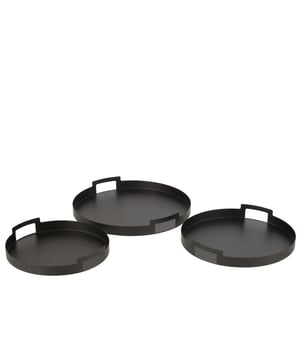 
Set Of 3 Trays Round Metal Black Width45Height6.5Length45Weight3.645 kgCollectionWinter 2024Colour BlackMaterial compositionIron(100%) Materiaal: